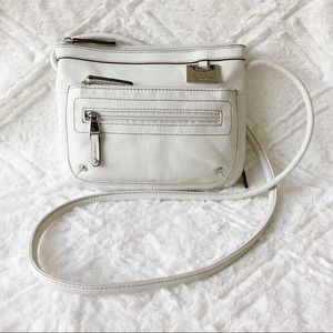 Off White Leather Crossbody/Organizer Bag